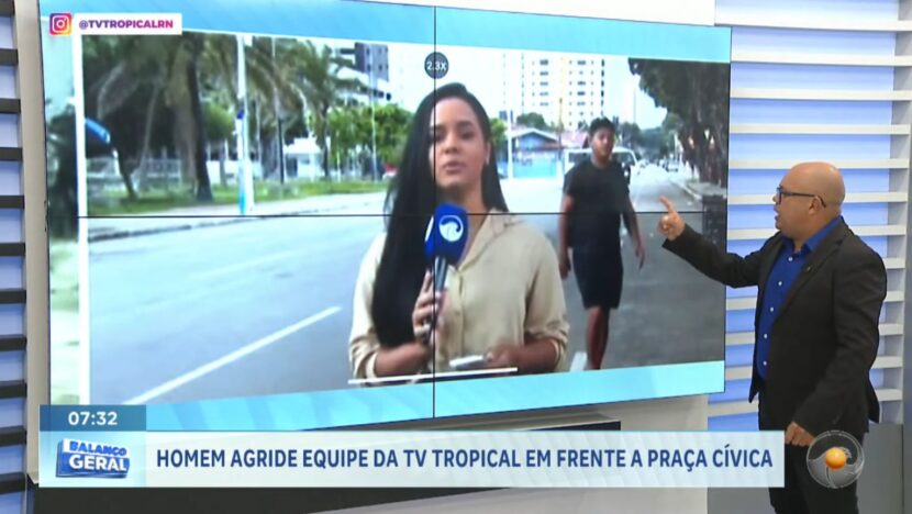 [VÍDEO] Cinegrafista da TV Tropical é agredido durante entrada ao vivo